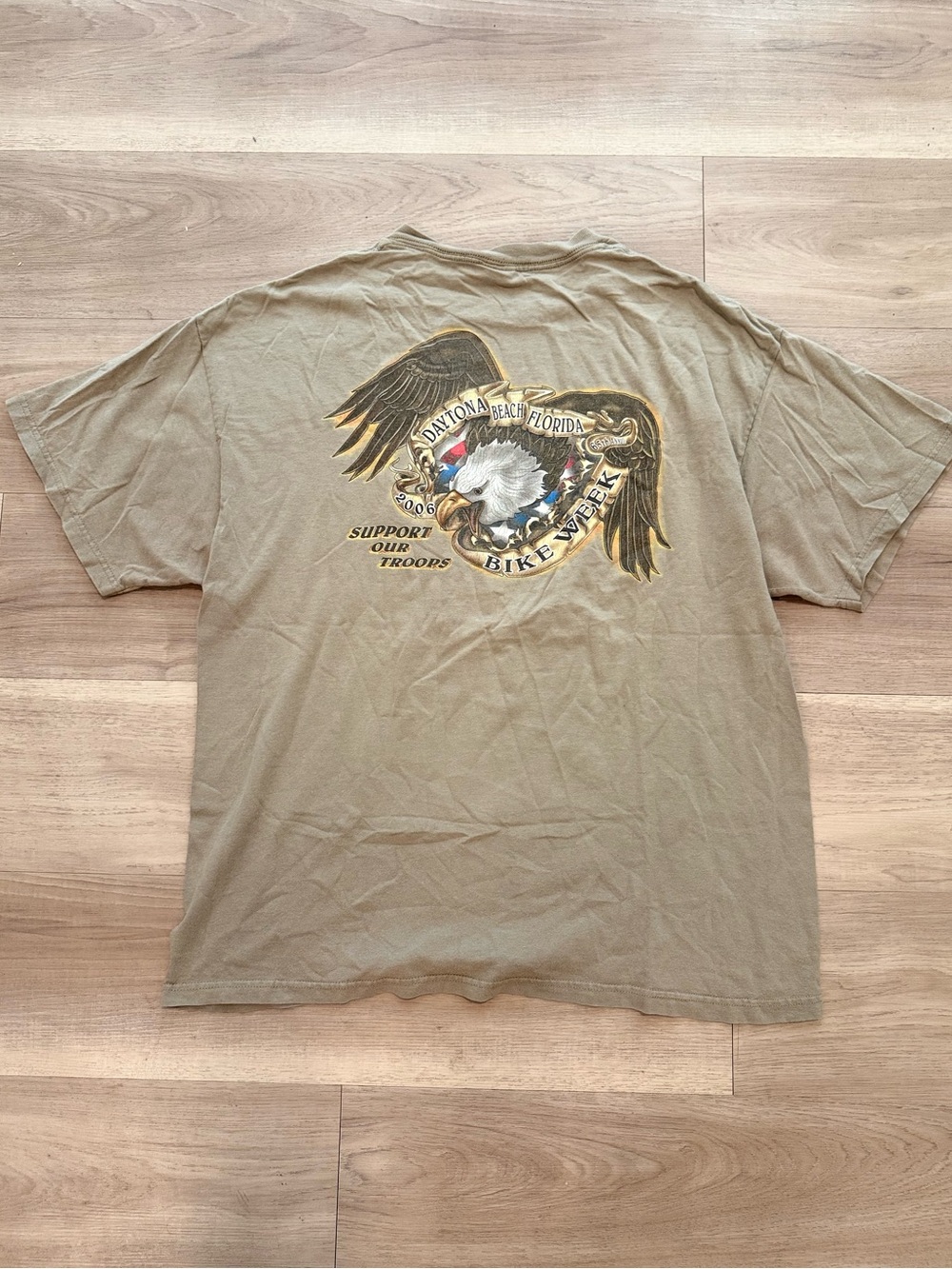 Vintage 2006 Daytona Beach Bike Week Support Our Troops T-Shirt Size XL